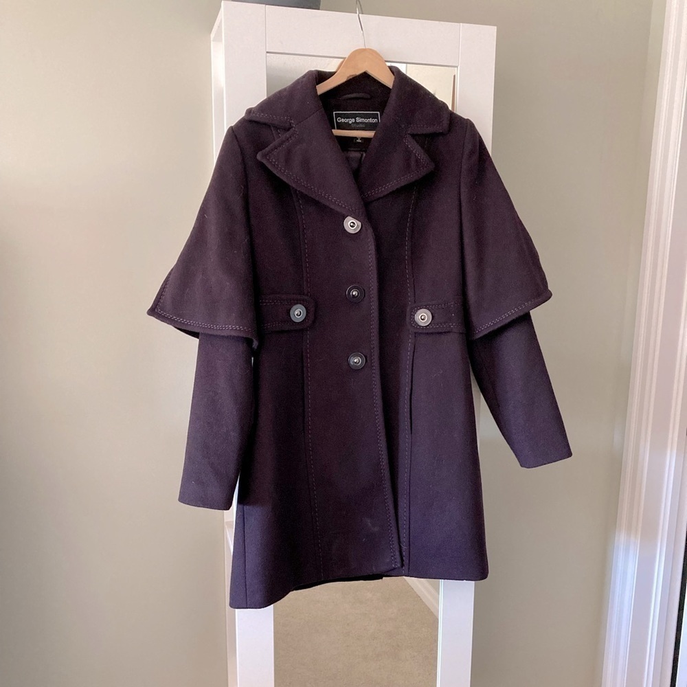 GEORGE Simonton studio plum pea coat
